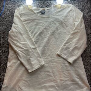 talbots cream long sleeve with lace trim